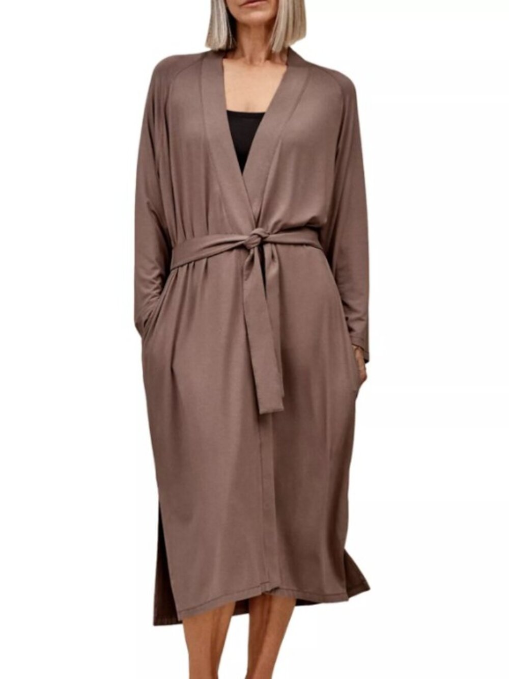 UGG S Myra Robe Allspice Taupe Brown Pockets Long Soft NEW NWT $100
